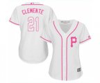 Women's Pittsburgh Pirates #21 Roberto Clemente Authentic White Fashion Cool Base Baseball Jersey
