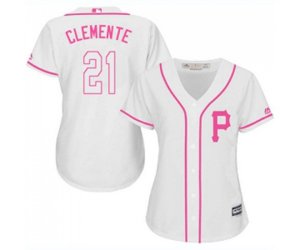 Women\'s Pittsburgh Pirates #21 Roberto Clemente Authentic White Fashion Cool Base Baseball Jersey