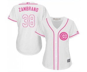 Women\'s Chicago Cubs #38 Carlos Zambrano Authentic White Fashion Baseball Jersey