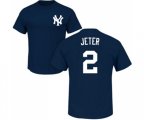 MLB Nike New York Yankees #2 Derek Jeter Navy Blue Name & Number T-Shirt