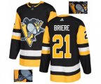Adidas Pittsburgh Penguins #21 Michel Briere Authentic Black Fashion Gold NHL Jersey
