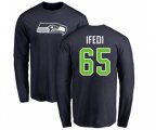 Seattle Seahawks #65 Germain Ifedi Navy Blue Name & Number Logo Long Sleeve T-Shirt