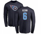 Tennessee Titans #6 Brett Kern Navy Blue Name & Number Logo Long Sleeve T-Shirt