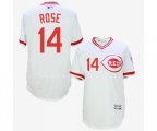 Cincinnati Reds #14 Pete Rose White Flexbase Authentic Collection Cooperstown Baseball Jersey