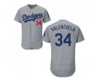 Los Angeles Dodgers #34 Fernando Valenzuela Grey Flexbase Authentic Collection Stitched Baseball Jersey