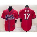 Buffalo Bills #17 Josh Allen Red Stitched Cool Base Nike Baseball Jersey