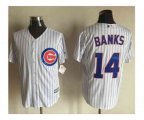 Chicago Cubs #14 Ernie Banks White Strip New Cool Base Stitched Baseball Jersey