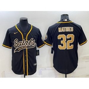 New Orleans Saints #32 Tyrann Mathieu Black Stitched MLB Cool Base Nike Baseball Jersey