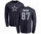 Dallas Cowboys #87 Geoff Swaim Navy Blue Name & Number Logo Long Sleeve T-Shirt