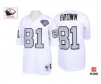 Oakland Raiders #81 Tim Brown 1994 White Silver No. with 75TH Patch Authentic Football Jersey