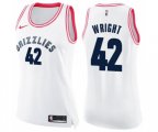 Women's Memphis Grizzlies #42 Lorenzen Wright Swingman White Pink Fashion Basketball Jersey
