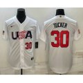 USA Baseball #30 Kyle Tucker Number 2023 White World Baseball Classic Stitched Jerseys