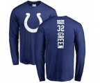 Indianapolis Colts #32 T.J. Green Royal Blue Backer Long Sleeve T-Shirt