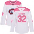 Women Montreal Canadiens #32 Mark Streit Authentic White Pink Fashion NHL Jersey