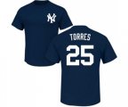 MLB Nike New York Yankees #25 Gleyber Torres Navy Blue Name & Number T-Shirt