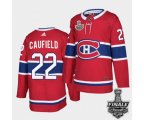 Montreal Canadiens #22 Cole Caufield Red Home Authentic 2021 NHL Stanley Cup Final Patch Jersey
