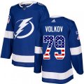 Tampa Bay Lightning #79 Alexander Volkov Authentic Blue USA Flag Fashion NHL Jersey