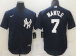 New York Yankees #7 Mickey Mantle Authentic Navy Blue Nike MLB Jersey
