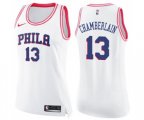 Women's Philadelphia 76ers #13 Wilt Chamberlain Swingman White Pink Fashion Basketball Jersey