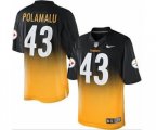 Pittsburgh Steelers #43 Troy Polamalu Elite Black Gold Fadeaway Football Jersey