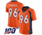 Denver Broncos #96 Shelby Harris Orange Team Color Vapor Untouchable Limited Player 100th Season Football Jersey
