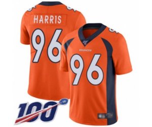 Denver Broncos #96 Shelby Harris Orange Team Color Vapor Untouchable Limited Player 100th Season Football Jersey