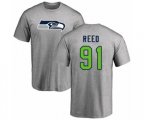 Seattle Seahawks #91 Jarran Reed Ash Name & Number Logo T-Shirt