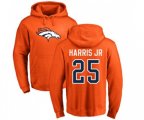 Denver Broncos #25 Chris Harris Jr Orange Name & Number Logo Pullover Hoodie