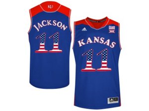 2016 US Flag Fashion 2016 Men\'s Kansas Jayhawks Josh Jackson #11 College Basketball Authentic Jersey - Royal Blue