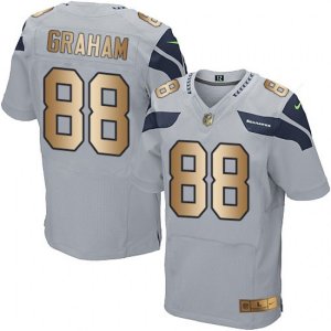 Seattle Seahawks #88 Jimmy Graham Elite Grey Gold Alternate NFL Jersey