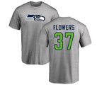 Seattle Seahawks #37 Tre Flowers Ash Name & Number Logo T-Shirt