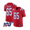 New England Patriots #65 Yodny Cajuste Red Alternate Vapor Untouchable Limited Player 100th Season Football Jersey