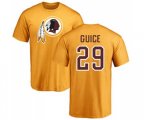 Washington Redskins #29 Derrius Guice Gold Name & Number Logo T-Shirt