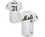 New York Mets #31 Mike Piazza Authentic White 2016 Memorial Day Fashion Flex Base MLB Jersey