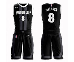 Detroit Pistons #8 Henry Ellenson Authentic Black Basketball Suit Jersey - City Edition