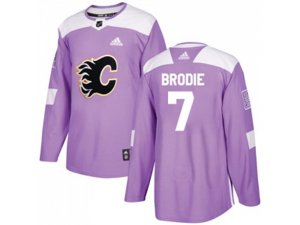 Adidas Calgary Flames #7 TJ Brodie Purple Authentic Fights Cancer Stitched NHL Jersey