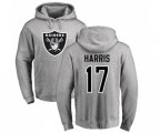 Oakland Raiders #17 Dwayne Harris Ash Name & Number Logo Pullover Hoodie