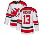 New Jersey Devils #13 Nico Hischier Premier White Alternate Hockey Jersey