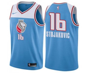 Sacramento Kings #16 Peja Stojakovic Swingman Blue NBA Jersey - City Edition