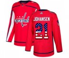 Washington Capitals #21 Lucas Johansen Authentic Red USA Flag Fashion NHL Jersey