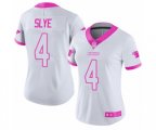 Women Carolina Panthers #4 Joey Slye Limited White Pink Rush Fashion Football Jersey