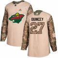 Minnesota Wild #27 Kyle Quincey Authentic Camo Veterans Day Practice NHL Jersey