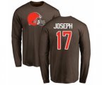 Cleveland Browns #17 Greg Joseph Brown Name & Number Logo Long Sleeve T-Shirt