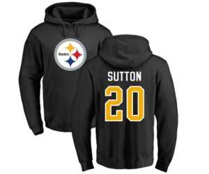 Pittsburgh Steelers #20 Cameron Sutton Black Name & Number Logo Pullover Hoodie