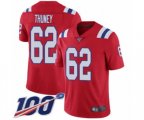 New England Patriots #62 Joe Thuney Red Alternate Vapor Untouchable Limited Player 100th Season Football Jersey
