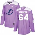Tampa Bay Lightning #64 Matthew Spencer Authentic Purple Fights Cancer Practice NHL Jersey