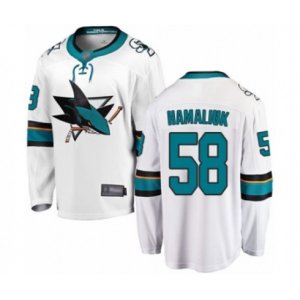 San Jose Sharks #58 Dillon Hamaliuk Fanatics Branded White Away Breakaway Hockey Jersey