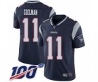 New England Patriots #11 Julian Edelman Navy Blue Team Color Vapor Untouchable Limited Player 100th Season Football Jersey