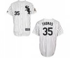 Chicago White Sox #35 Frank Thomas Replica White w75th Anniversary Commemorative Patch Baseball Jersey