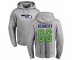 Seattle Seahawks #96 Cortez Kennedy Ash Name & Number Logo Pullover Hoodie